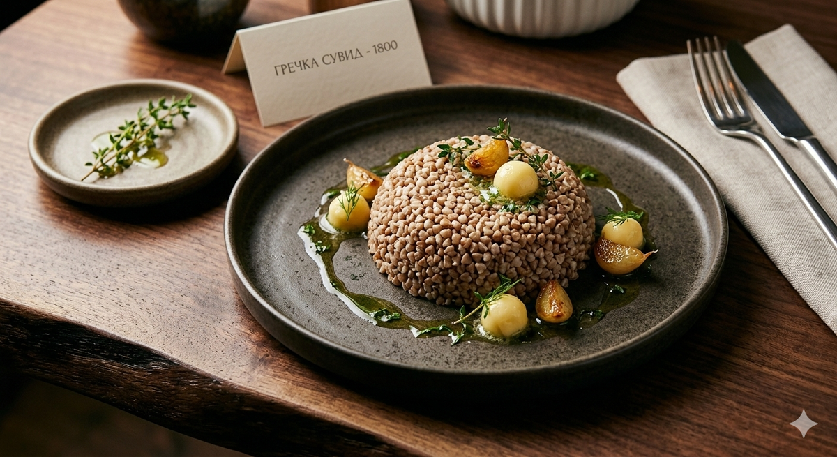 Максимальная концентрация аромата
При обычном способе часть вкуса и аромата уходит вместе с паром или сливается с водой. В пакете су-вид гречка готовится в «собственном соку» с минимальным количеством жидкости. Если добавить туда веточку тимьяна, зубчик чеснока или кусочек сливочного масла, крупа полностью впитает эти ароматы, приобретая глубокий, почти ореховый вкус.