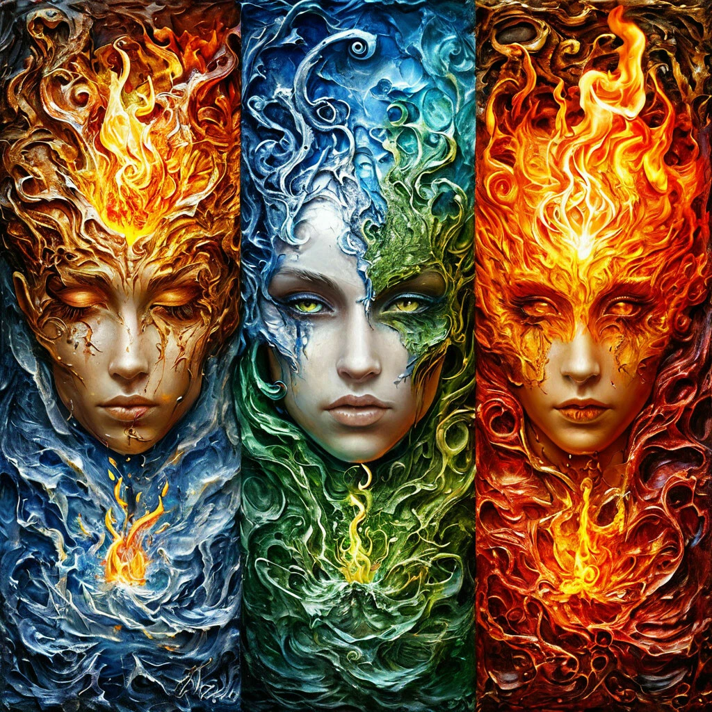 shedevrum.ai Огонь, вода воздух и земля. 4 стихии Автор Анна Кузьмичева