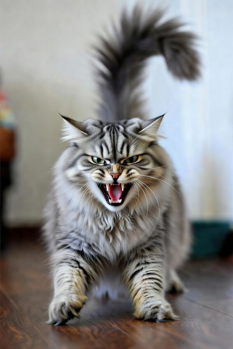 кот, который сошел с ума и скачет. по моему запросу и ТЗ нарисовала нейросеть