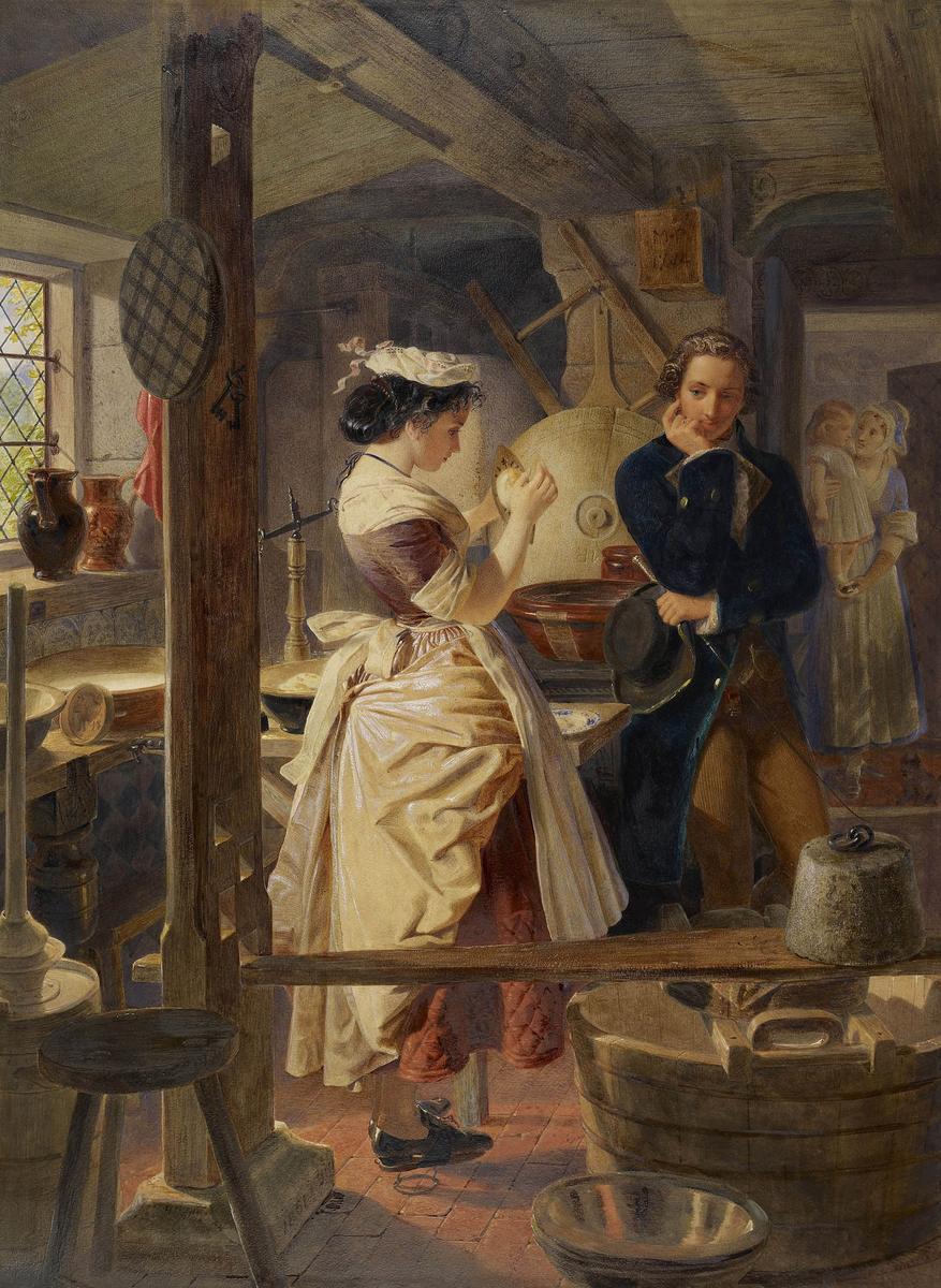 
Хетти Соррел и капитан Донниторн в «Дневнике миссис Пойзер», 1861. (Сцена из романа «Адам Бид» Джордж Элиот) 