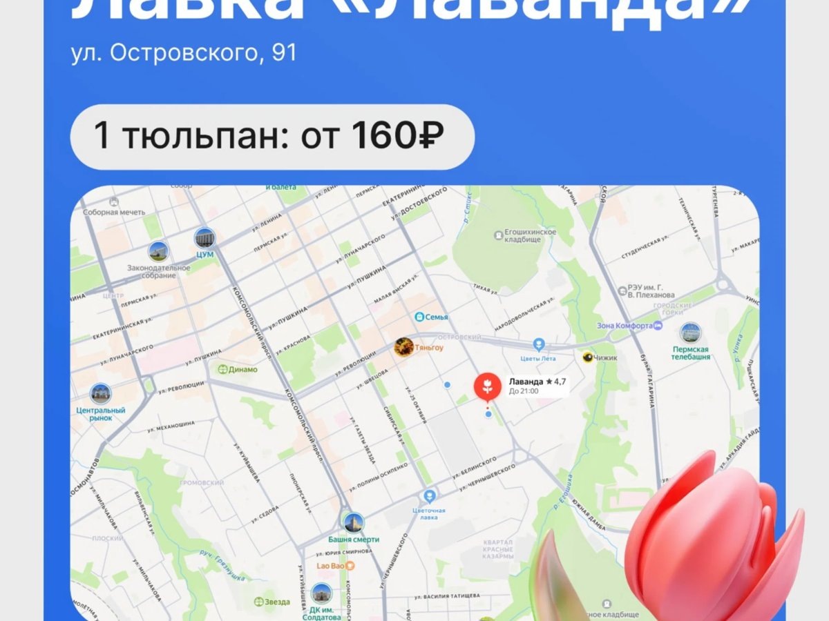    Цены на тюльпаны в Перми разные