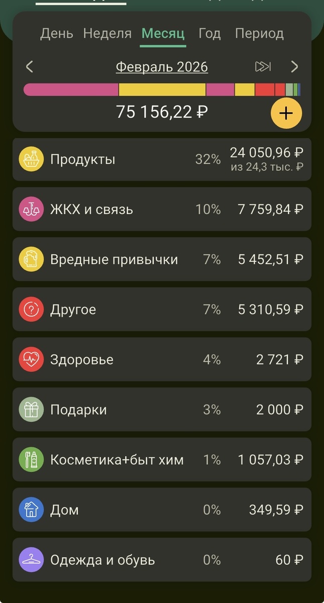 Скриншот из программы бюджета