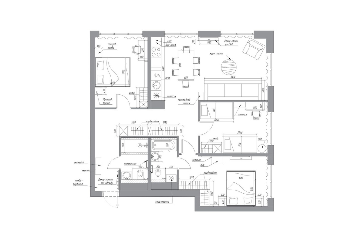 Планировочное решение и расстановка мебели