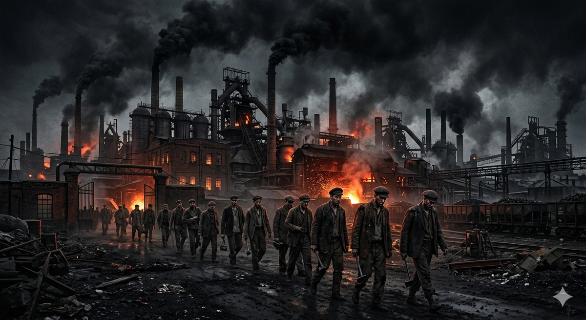 «Индустриальный рывок начала XX века создал мощную экономику, но превратил миллионы вчерашних крестьян в бесправный пролетариат. Эти люди стали главной движущей силой грядущего социального взрыва».