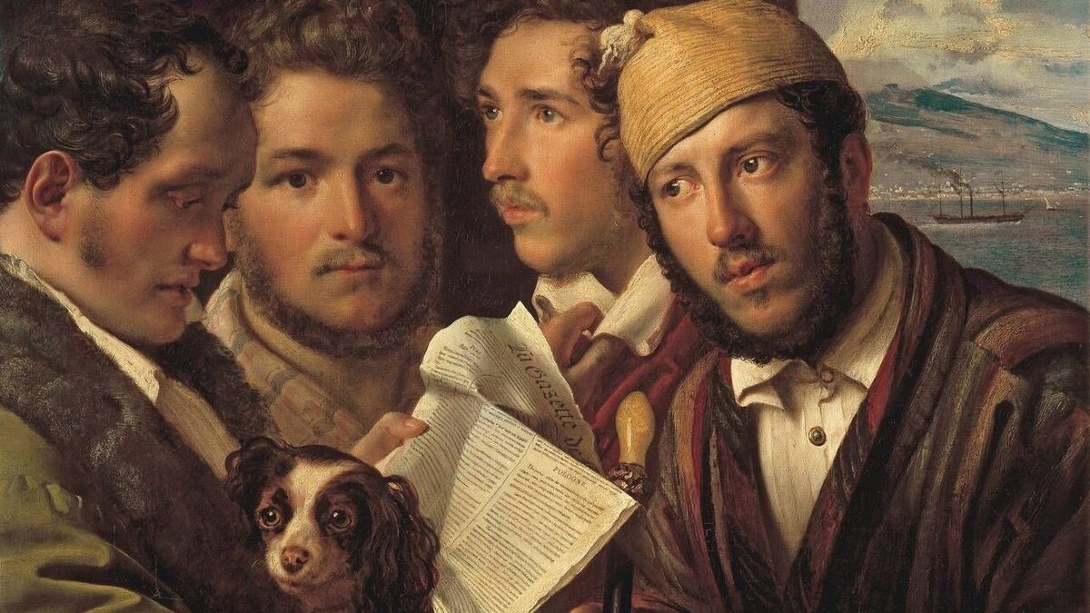     Орест Кипренский. Читатели газеты в Неаполе (фрагмент). 1831