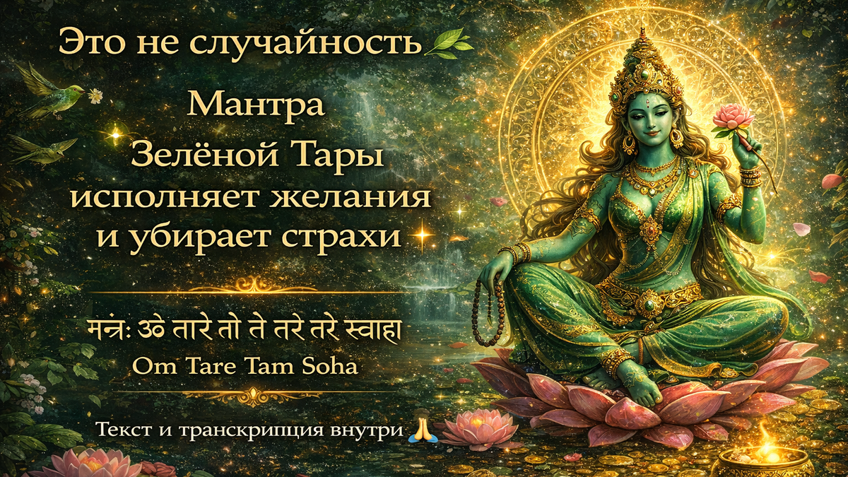 Это не случайность 🌿 Мантра Зелёной Тары исполняет желания и убирает страхи ✨ Текст и транскрипция внутри 🙏🌸