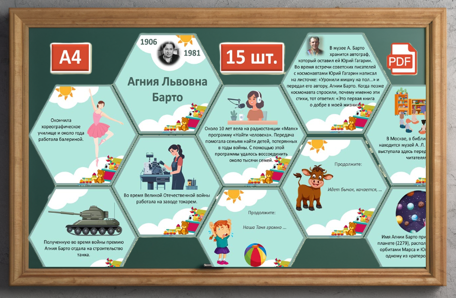 Оформление доски к 120-летию Агнии Барто.