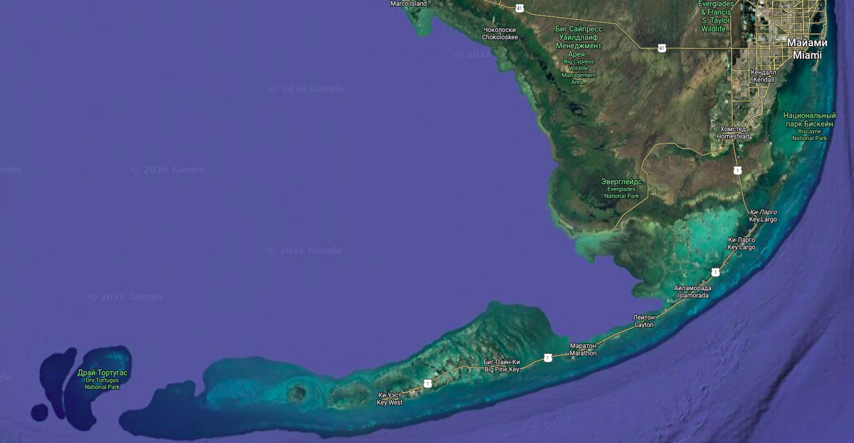Ки-Уэст на карте Гугл