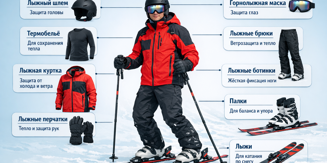 Основные элементы экипировки лыжника