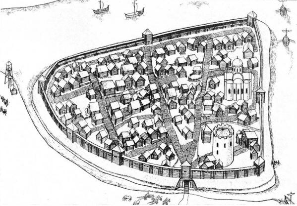 Брестский детинец в XIII веке, современная реконструкция.