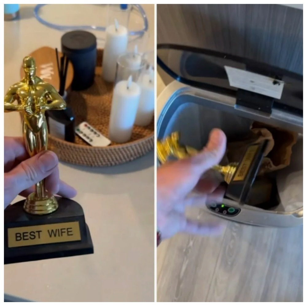 Статуэтка «Лучшая жена», улетела в мусорную корзину. И не зря