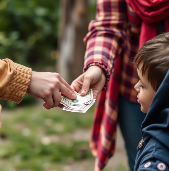 Родители дают деньги ребенку