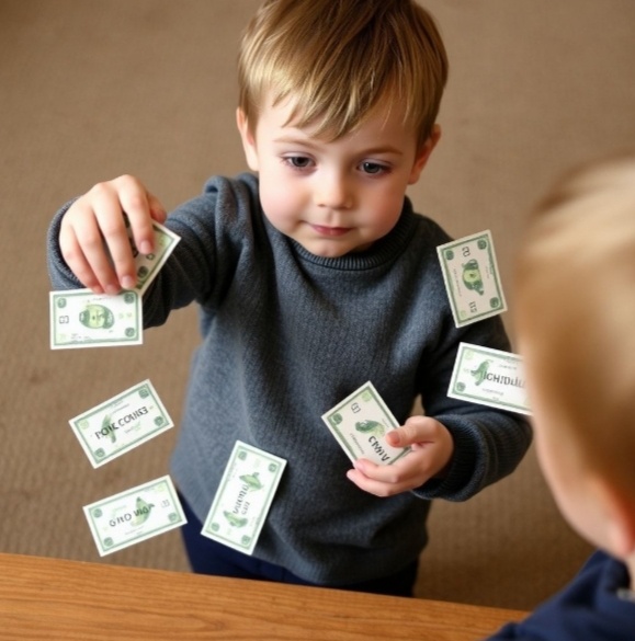Ребенок на «игровых» деньгах учиться распределять финансы на хотелки