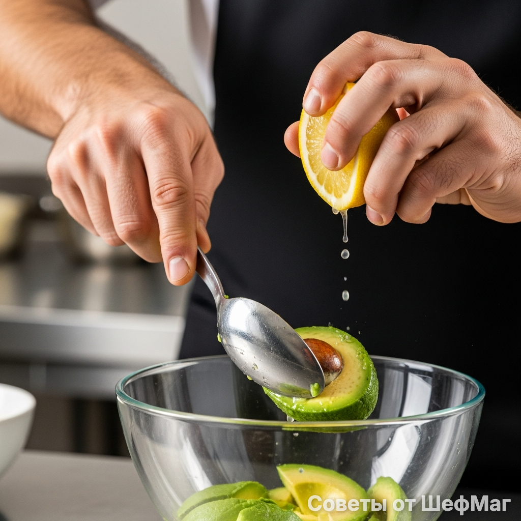 Лимонный сок — обязательное условие, чтобы авокадо не стало серым.