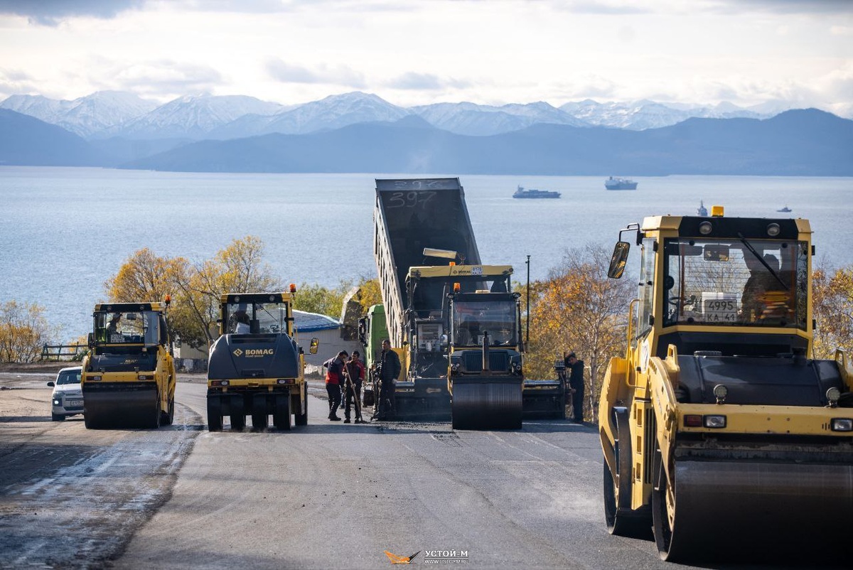 Фото: Строительство дороги на улице Высотной в Петропавловске-Камчатском / пресс-служба компании «Устой-М»