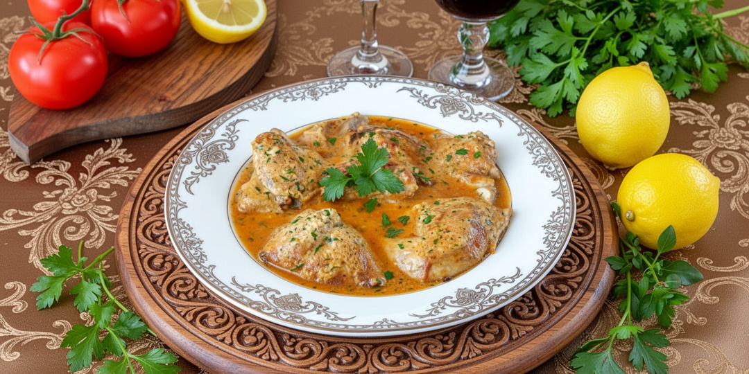 Шкмерули по-грузински: Ароматная курица в сливочно-чесночном соусе