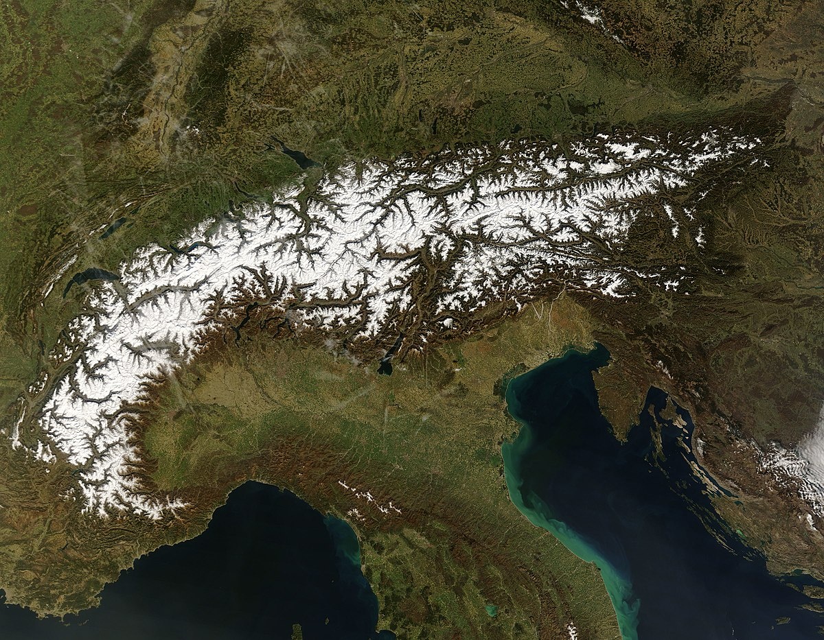 Альпы, вид из космоса