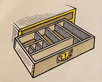 Для хранения инструмента сгодится выдвижной ящик старого письменного стола или шкафа, разделенный перегородками.