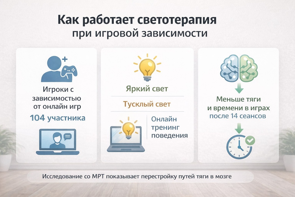 Схема эксперимента три группы, две недели света и изменения в мозге и поведении.