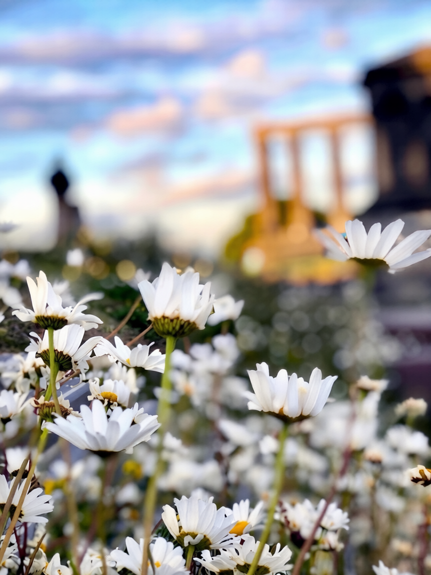 Колтон-Хилл, море ромашек на закате, Эдинбургский музей и университет Глазго