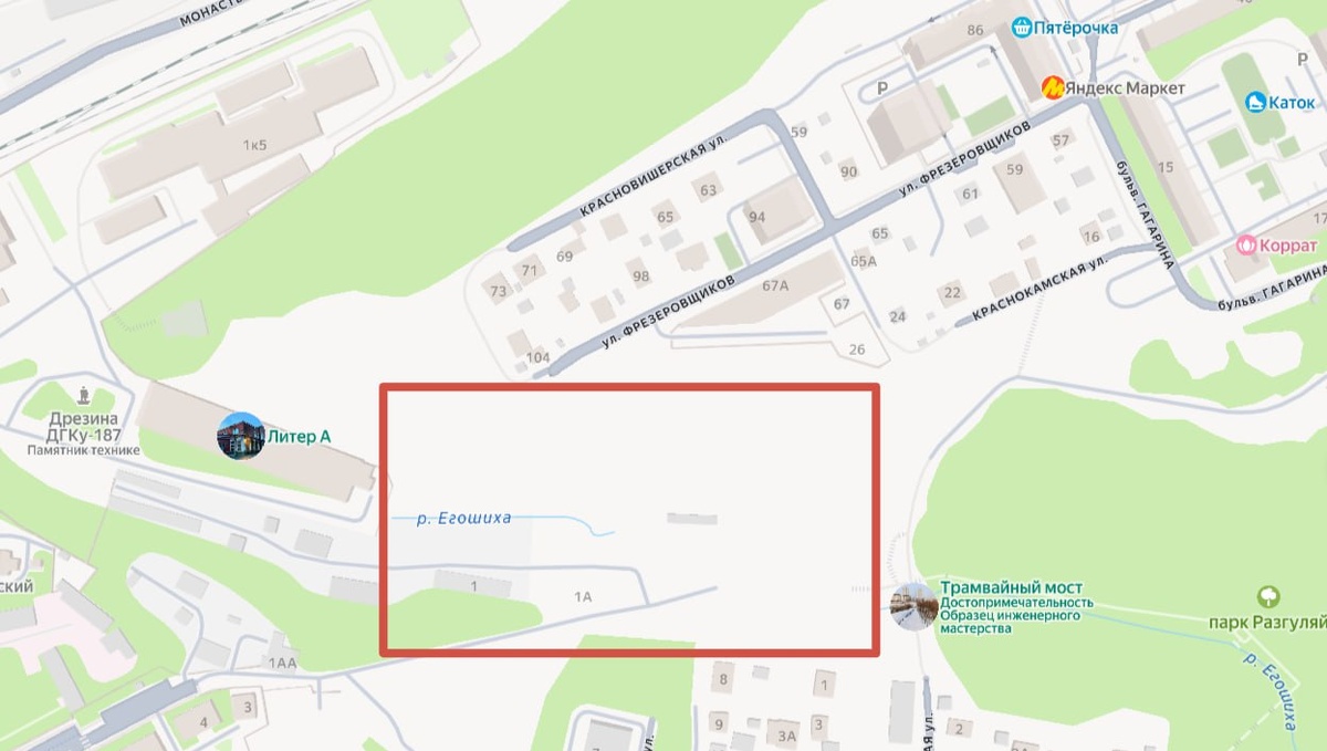    Границы территории благоустройства © Министерство строительства Пермского края