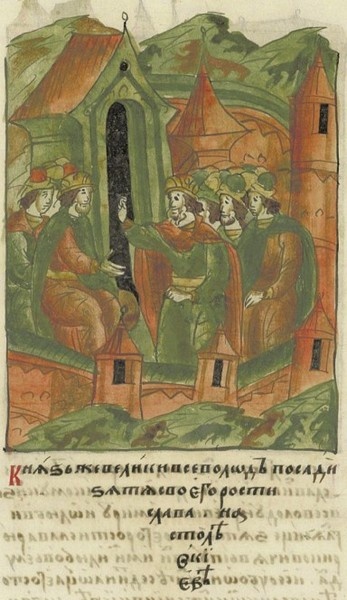 Ростислав садится на Киевский престол. Лицевой летописный свод