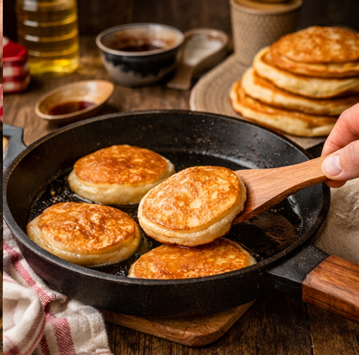 Процесс приготовления оладьев на кефире