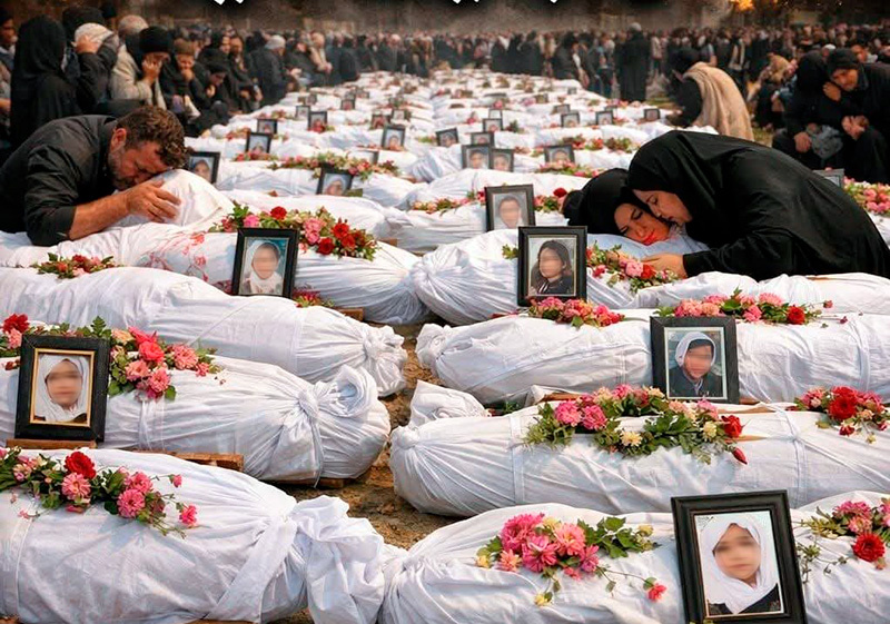 Похороны учениц начальной школы для девочек «Шаджаре Тайебе» в округе Минаб провинции Хормозган на юге Ирана. Фото из соцсети Х