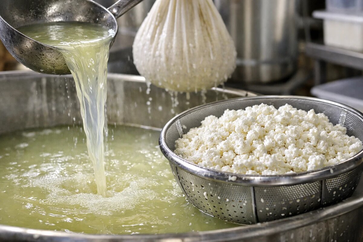 Молочная сыворотка при производстве творога 