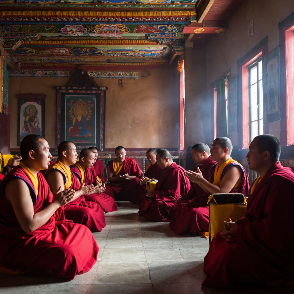 Монахи, поющие мантры.