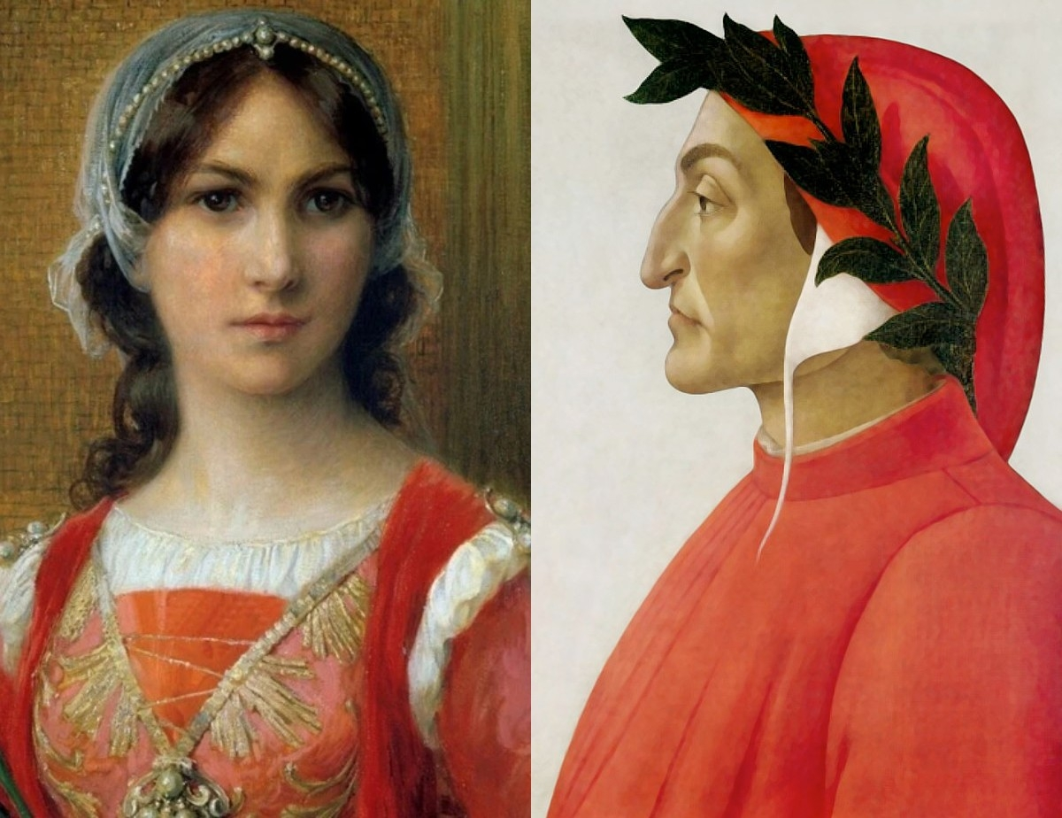 Беатриче Портинари и Данте Алигьери (Дуранте дельи Алигьери (1265-1321).