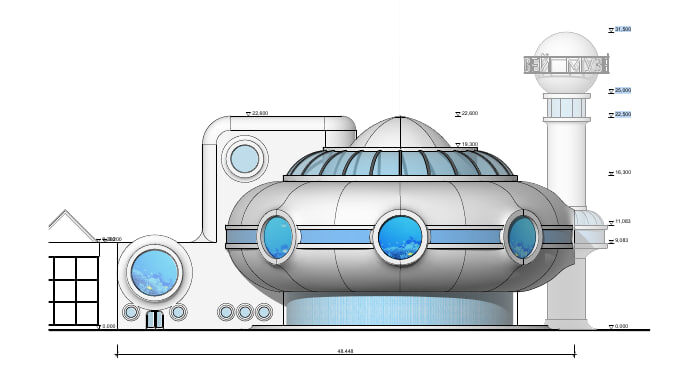 Один из проектов - «Батискаф» творческой мастерской архитектора В.Г. Еремеева