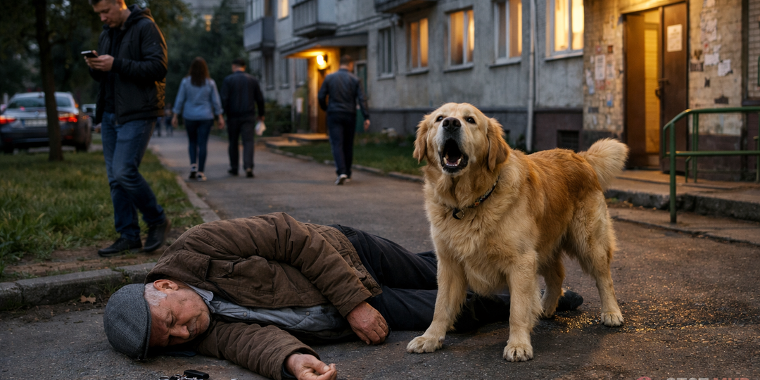 Пёс двадцать три минуты пытался спасти хозяина. Люди проходили мимо