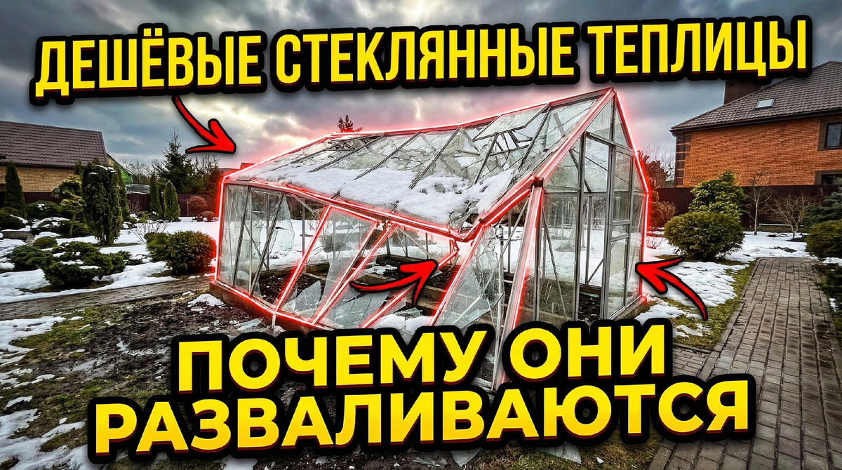 Дешёвая стеклянная теплица развалилась!