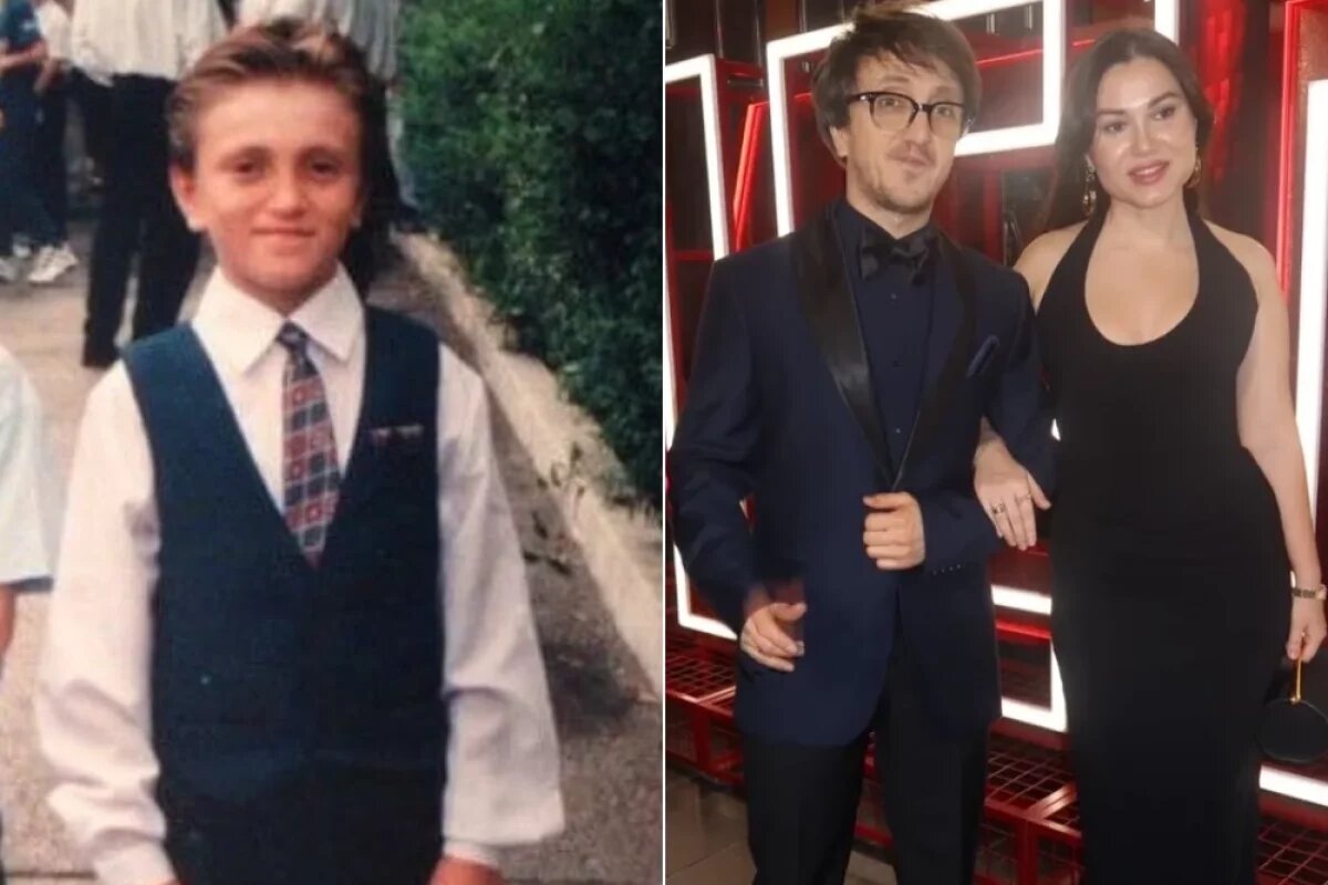    Денис Дорохов в детстве; Комик с женой на съемках новогоднего шоу.