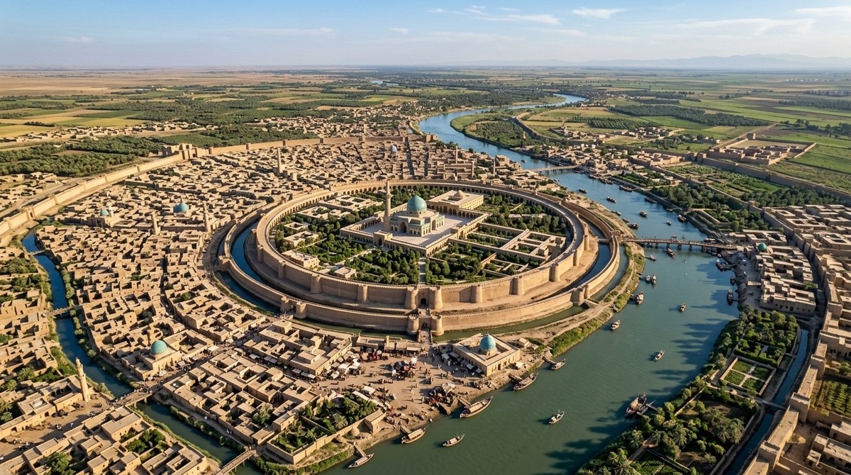 Багдад. 9 век. Изображение сгенерировано нейросетью.