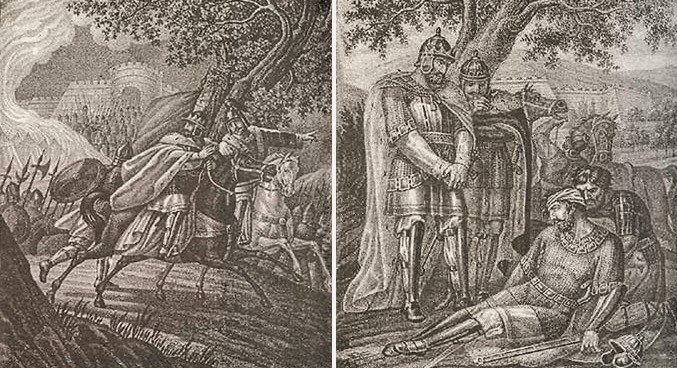 фотография гравюры Гибель князя Изяслава Давыдовича, взято в открытом доступе интернета