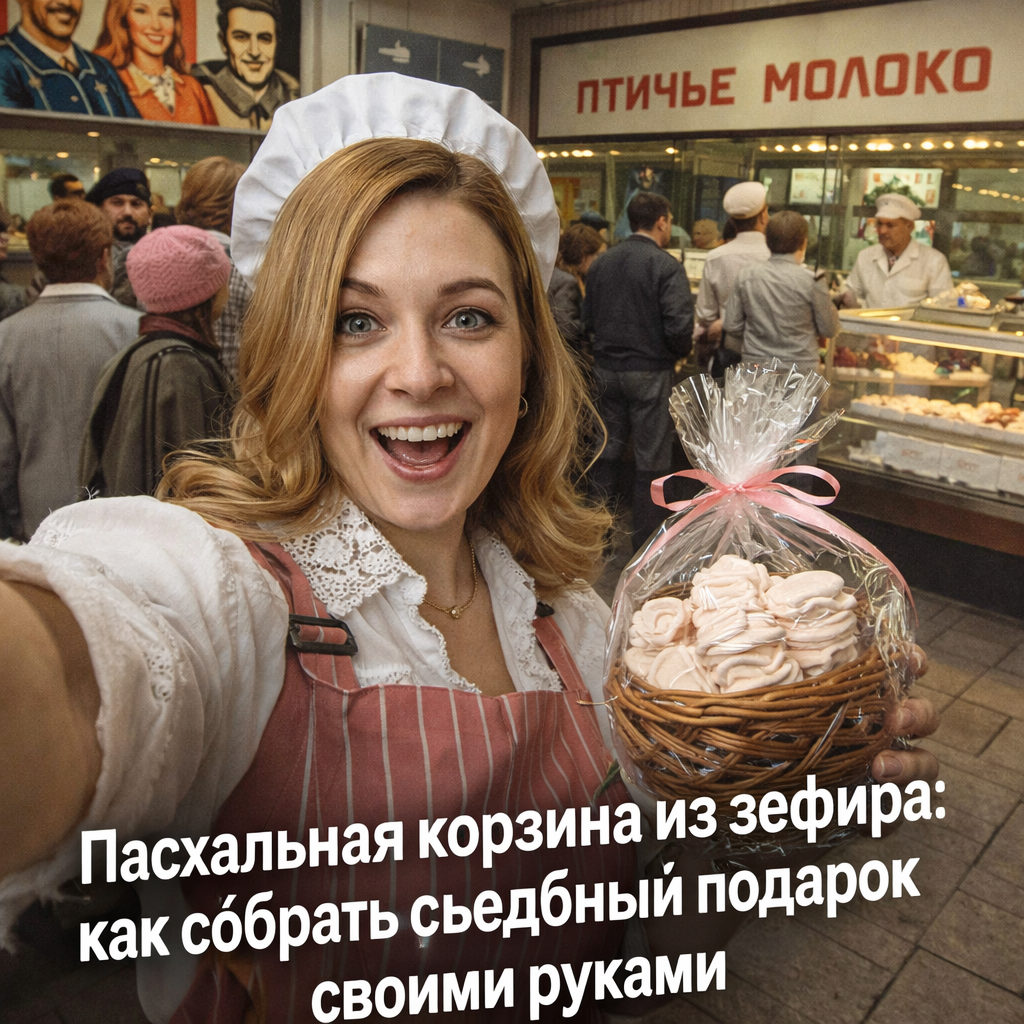    Идея оригинального съедобного подарка: корзина с зефиром к Пасхе admin