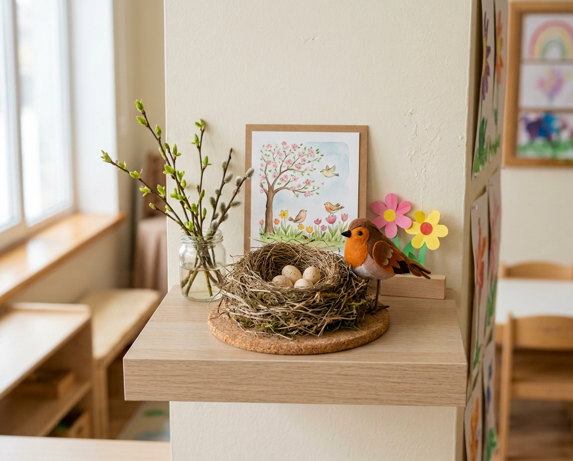 уголок природы с весенними элементами