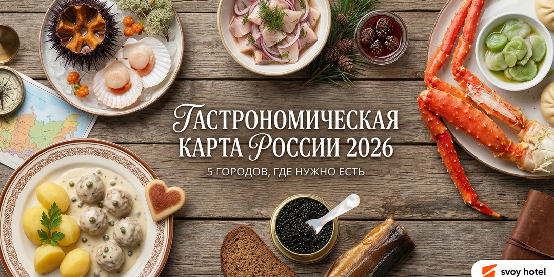Гастрономическая карта России 2026: 5 городов, где нужно есть, а не только гулять