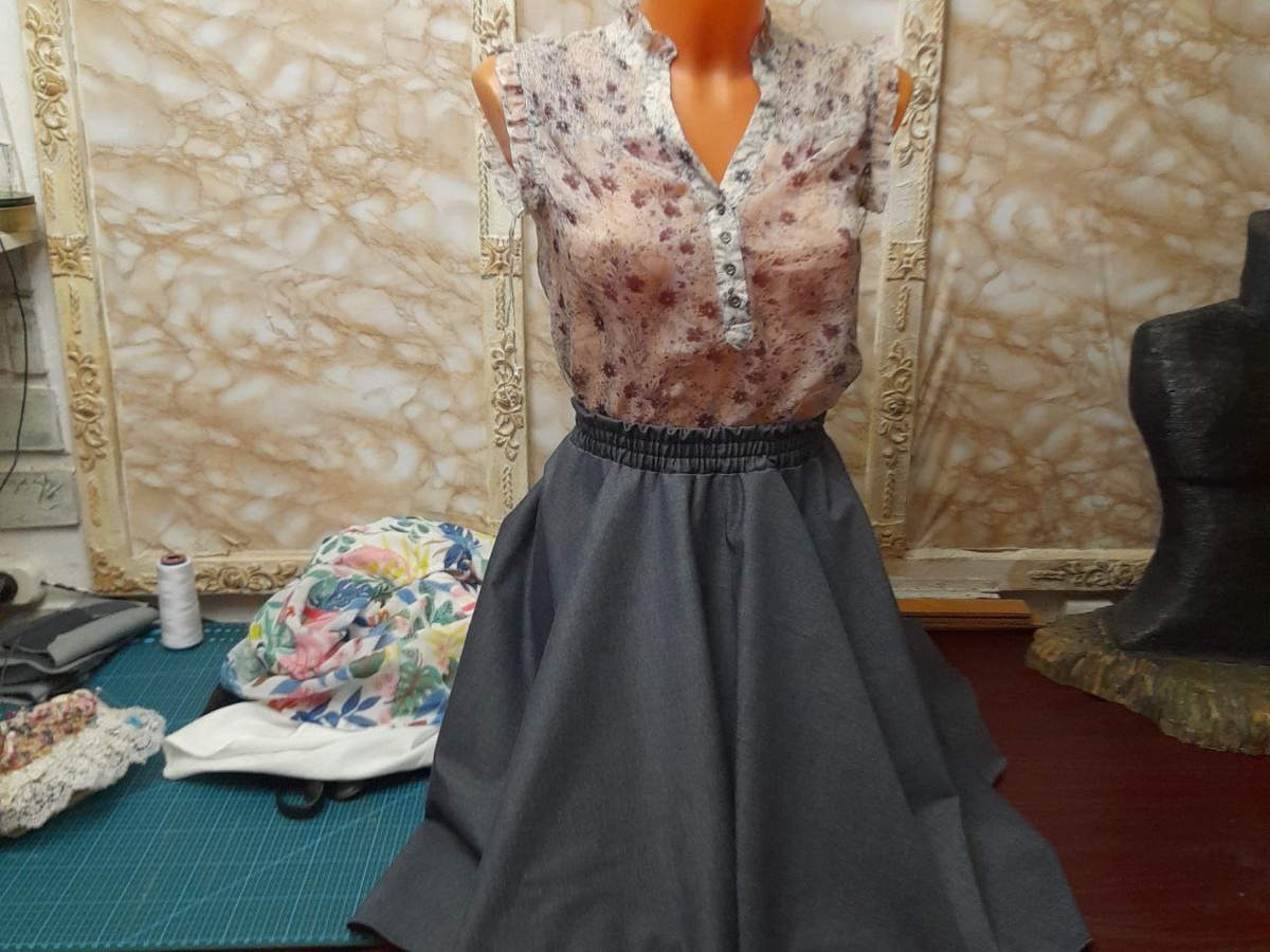 Юбка солнце из ограниченного количества ткани за 1 день.