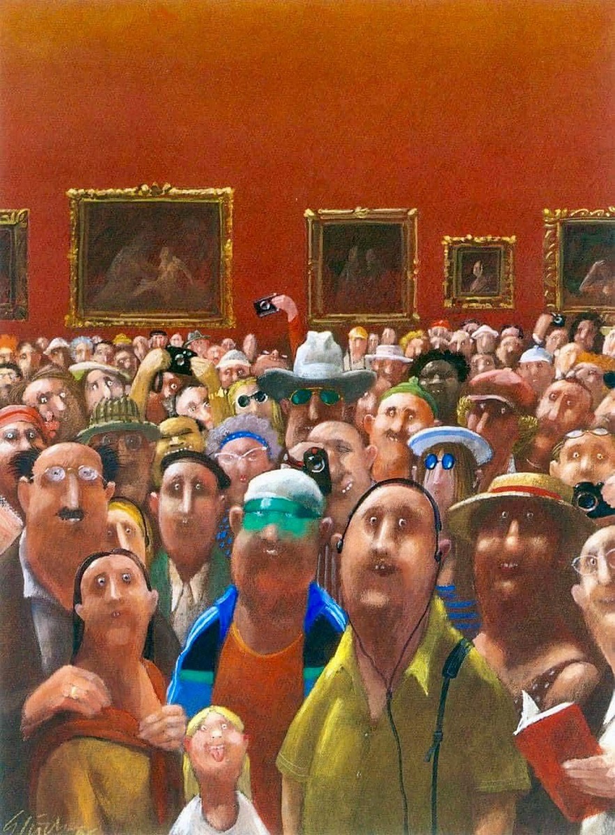КАРИКАТУРА ОТ ХУДОЖНИКА ГЕРХАРДА ГЛЮКА / Gerhard Glück /  «Обычный день Моны Лизы»
