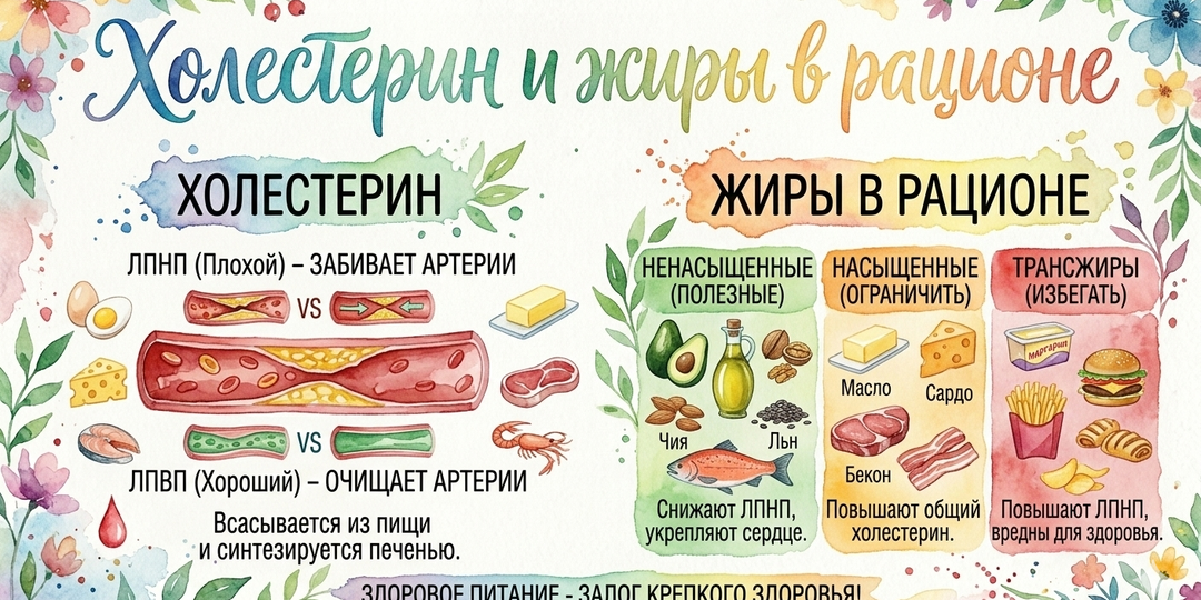 Холестерин и жиры в рационе.