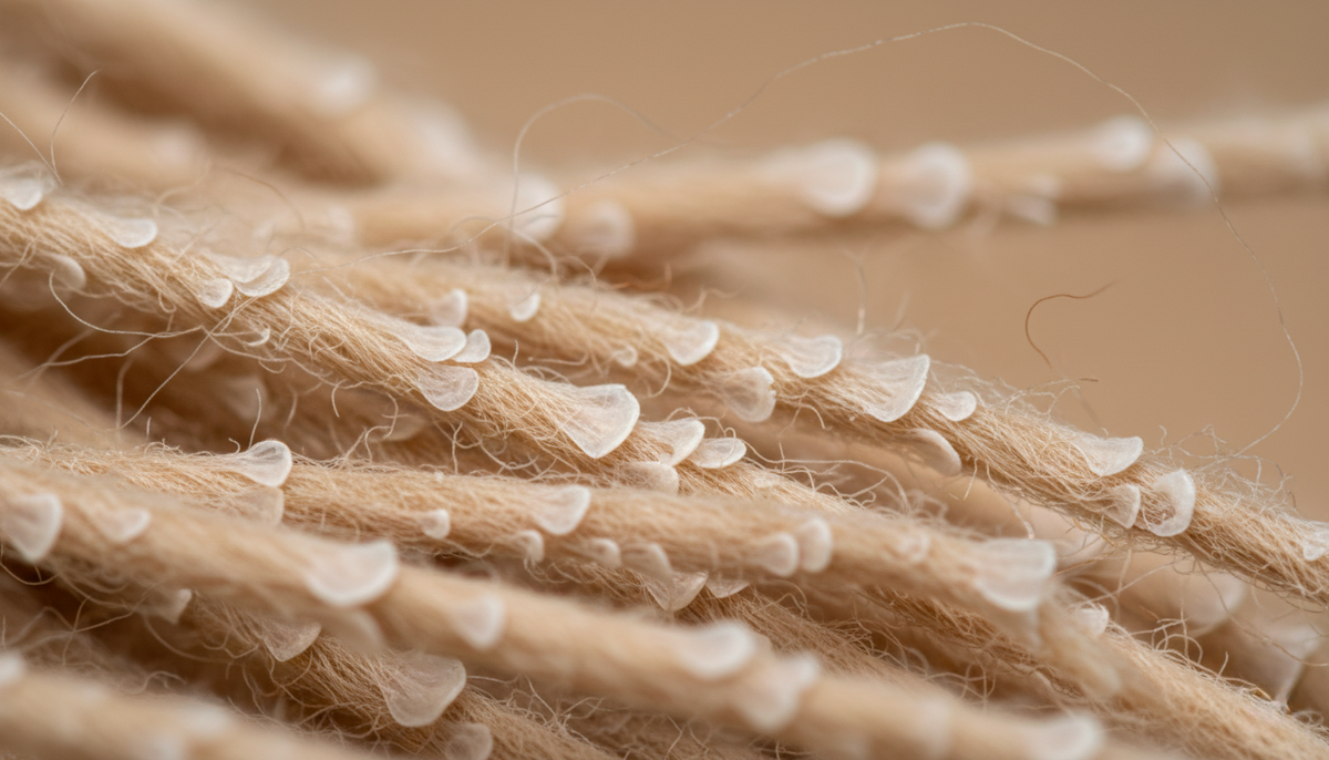 Чешуйки шерстяного волокна раскрываются в горячей воде и цепляются друг за друга.