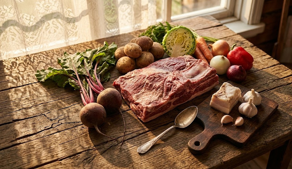 Весь честной народ в сборе: от наливного бурака до доброго шмата говядины на косточке. На Дону говорят: если на столе пусто, то в животе грустно, а у нас тут начало великого дела!  Листайте до конца, там самое вкусное! А в конце статьи ждёт рецепт