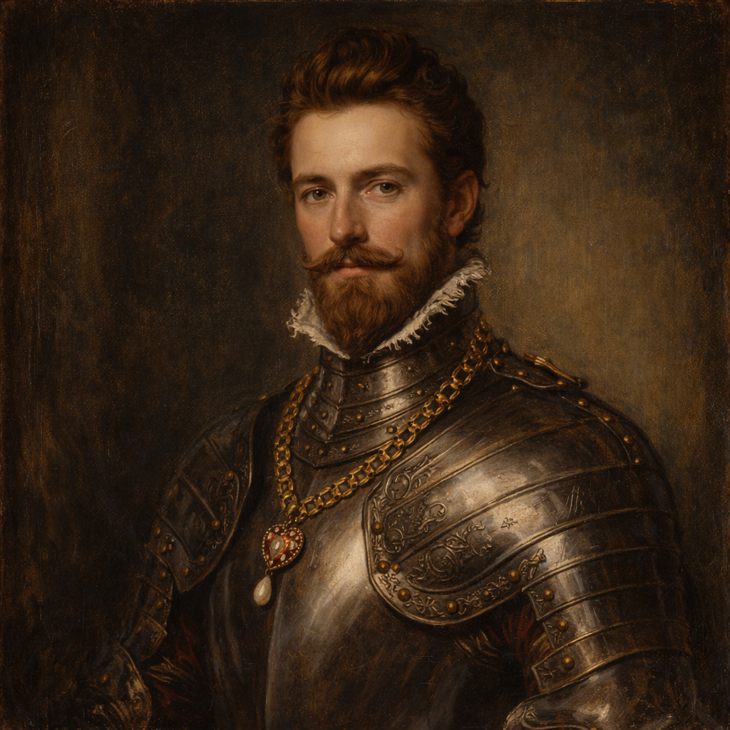 Романтизированный портрет Роберта Дадли. Создано ИИ