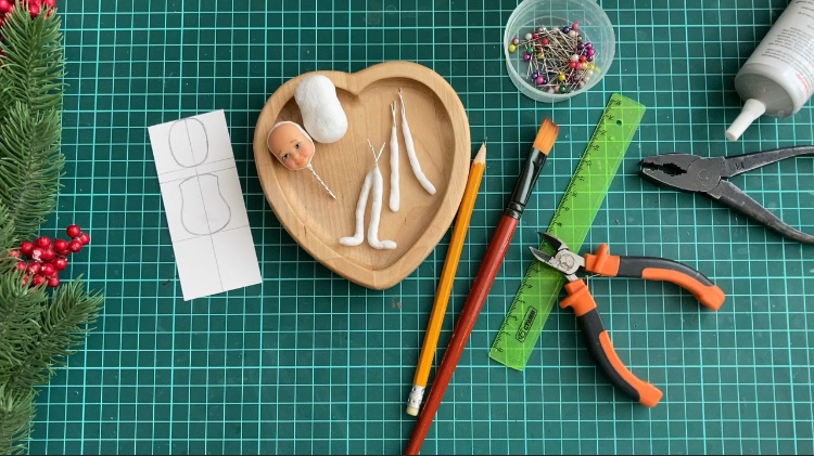 Делаем игрушки из ваты. Этап 4. Собираем основу елочной игрушки