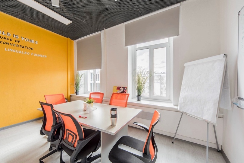 Окраска стен и потолка офиса компании Lingualeo