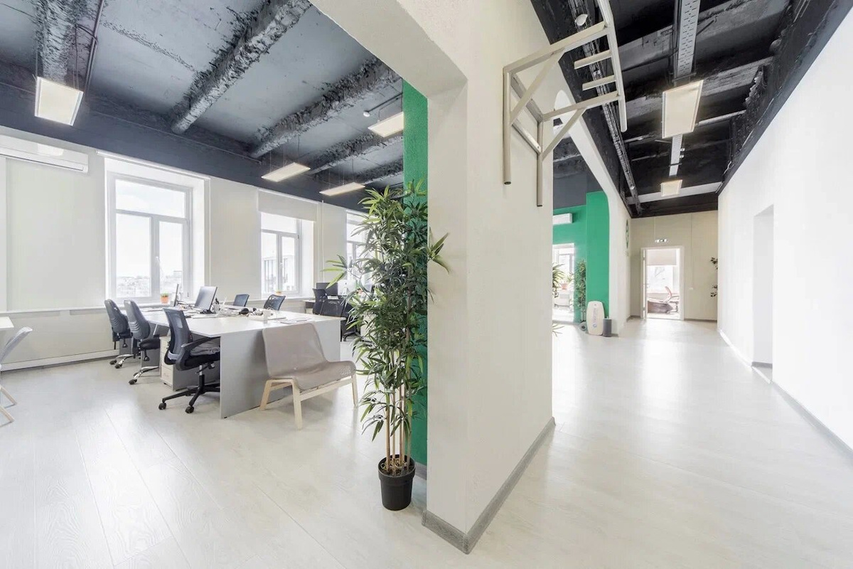 Окраска стен и потолка офиса компании Lingualeo