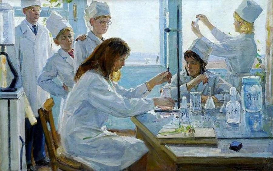 Анатолий Ганжинский. «В лаборатории». 1969 год. Источник: ИА "Красная Весна"